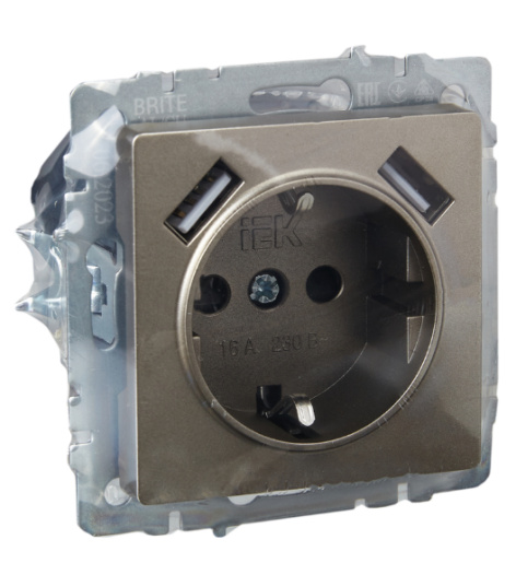 фото Розетка с заземлением  IEK BR-R14-16-U21-D21-K37 в Уфе