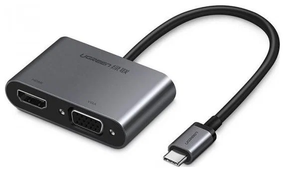 

Адаптер UGREEN CM162 50505_ USB Tape-C to HDMI+VGA+USB 3.0, цвет: серый космос, CM162