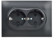 фото Розетка двухместная с заземлением в сборе  IEK SK-R24-16-K02-F