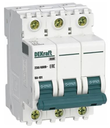Изображение товара Автоматический выключатель DEKraft 11027DEK трехполюсный IP20 3А 400В