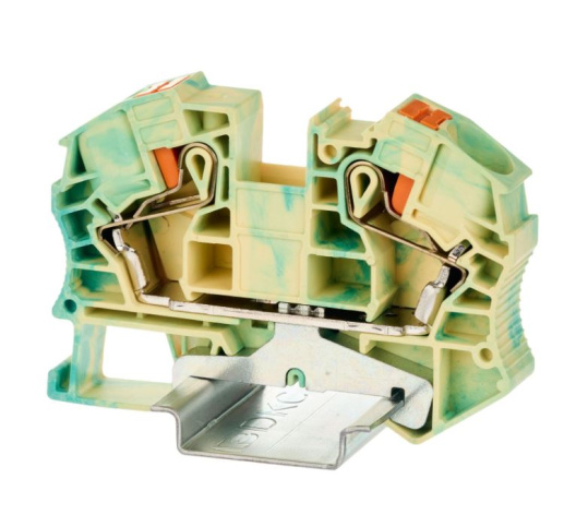 Изображение товара Клемма заземления DKC VPR-16-PE-YG с Push-in зажимом для DIN-рейки