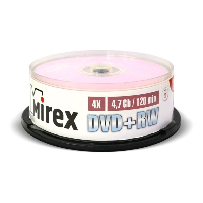 

Диск DVD+RW Mirex 202592 4.7 Gb, 4x, Cake Box, 25шт, 202592