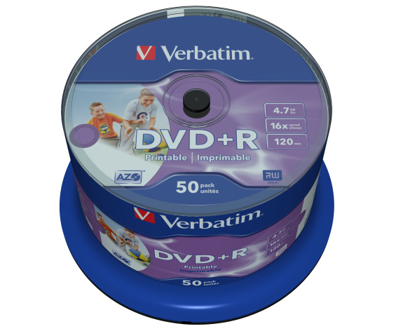 Изображение товара Диск DVD+R Verbatim 4.7 ГБ 16x 50 шт Cake Box