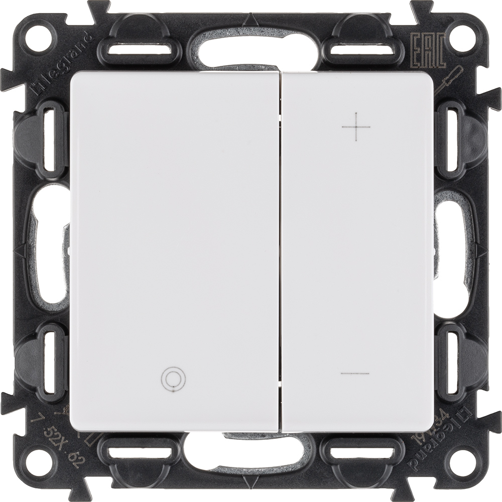 

Светорегулятор Legrand 752462 Valena LIFE - кнопочный универсальный 400Вт без нейтрали, с лицевой панелью, белый, 752462