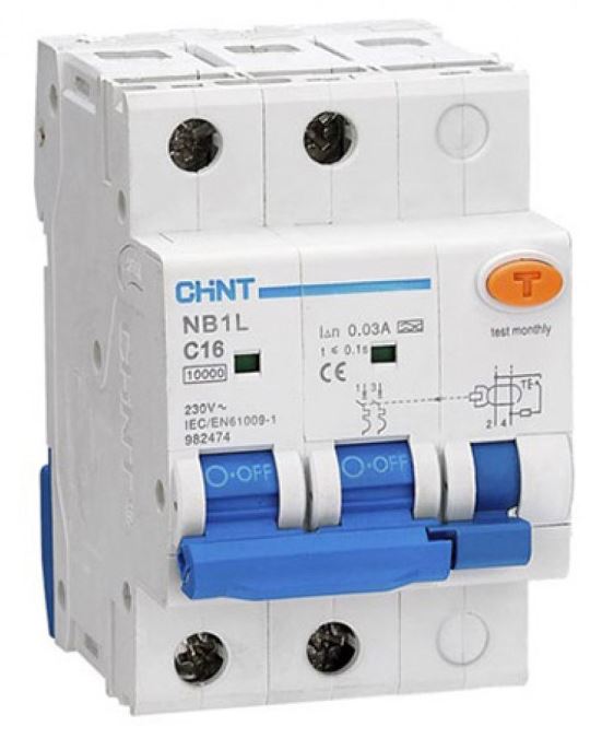 

Автомат дифференциальный CHINT 205094 NB1L 2P C32 30мА тип AC 10кА (54mm) (R), 205094