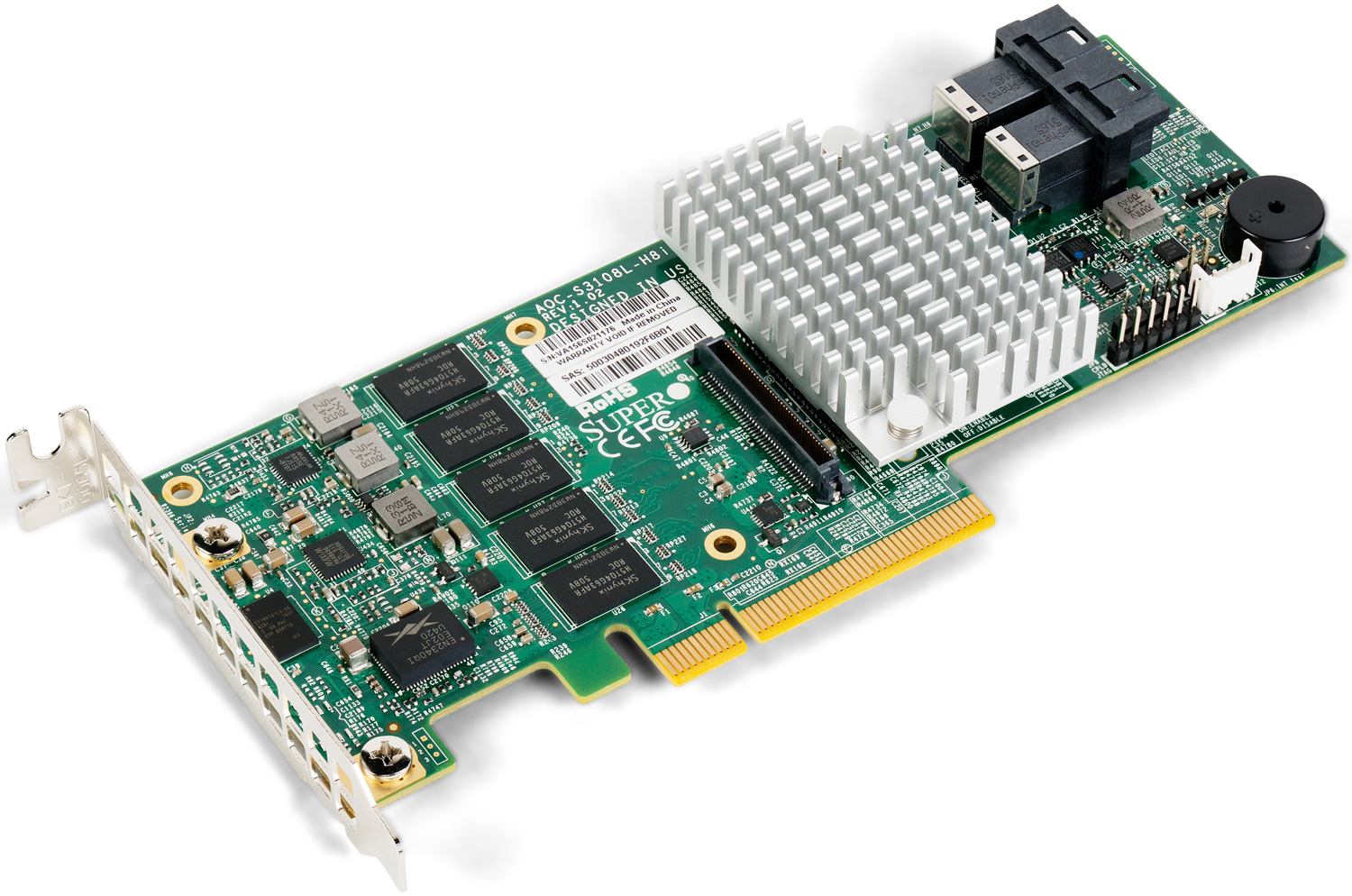 

Контроллер SAS Supermicro AOC-S3108L-H8iR 8 ports, 12Gb/s per port, 8 Internal, LP/FH, RAID (0/1/5/6/10/50/60) 2GB DDR3 on-card cache/ no cable, AOC-S3108L-H8iR