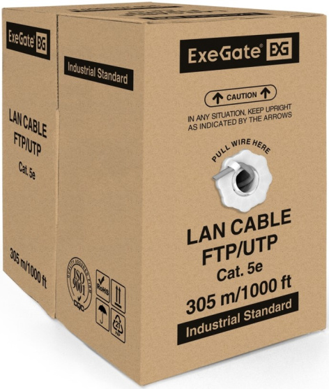 фото Кабель витая пара U/UTP 5 кат. 4 пары Exegate UTP4-C5e-CU-S24-IN-PVC-GY-305-FLUKE в Красноярске