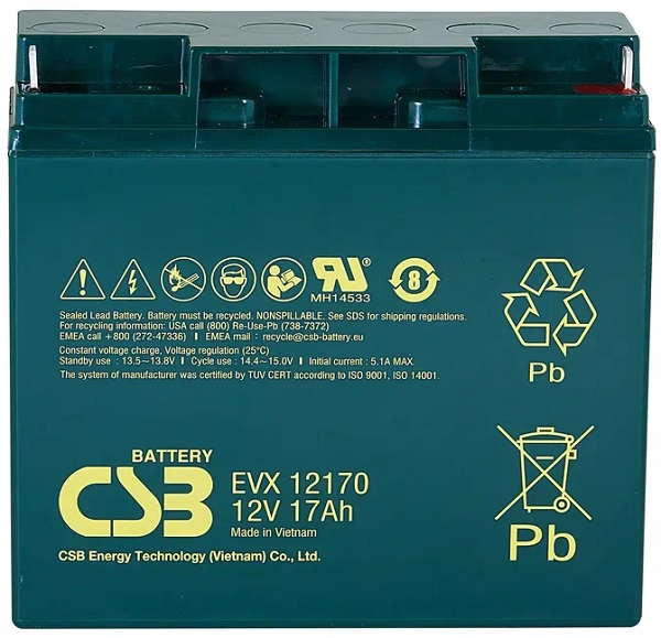 

Аккумулятор CSB EVX12170 B3 12В, 17Ач, EVX12170 B3