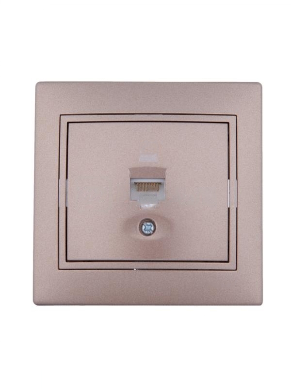 

Розетка Lezard 701-3131-139 Mira компьютерная 1-м СП RJ45 16А IP20 со вставкой свет. корич. перламутр., 701-3131-139