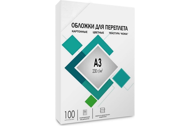 

Обложка ГЕЛЕОС CCA3W А3, 100 шт, "кожа", белые, CCA3W
