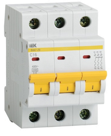 Изображение товара Автоматический выключатель IEK MVA20-3-050-D серии KARAT ВА47-29 50 А IP20