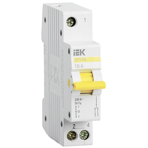 

Выключатель-разъединитель трехпозиционный IEK MPR10-1-016 ВРТ-63 1P 16А, MPR10-1-016