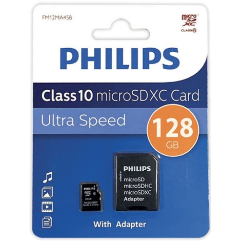 Изображение товара Карта памяти MicroSDXC 128GB Philips FM12MA45B/97 с адаптером Class 10
