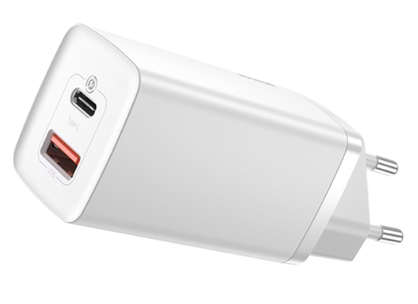 

Зарядное устройство сетевое Baseus CCGAN2L-B02 GaN2 Lite Quick Charger Туре-С, USB-A, 65W White, CCGAN2L-B02