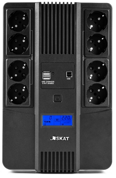 

Источник бесперебойного питания Бастион SKAT-UPS 800-AID-IN-1x9-8 220В 480Вт, LCD, АКБ 1x 9Ач,line interactive, мод.синус, 8хSchuko,2xUS (8933), SKAT-UPS 800-AID-IN-1x9-8