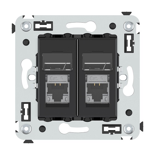 

Розетка компьютерная DKC 4412394 RJ-45 в стену, кат.6 экранированная двойная,"Черный матовый", "Avanti", 4412394