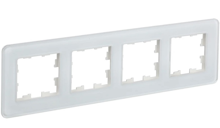 

Рамка четверная IEK BR-M42-G-41-K01 BRITE РУ-4-2-Бр Стекло Белый RE, BR-M42-G-41-K01