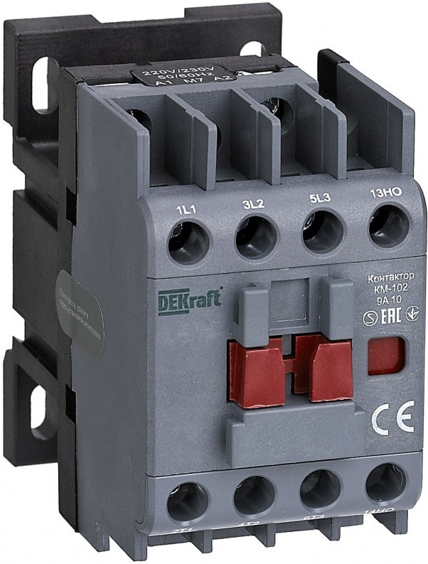

Контактор DEKraft 21903DEK 9А 110В_АС АС3_ АС4 1НО+1НЗ КМ-102, 21903DEK
