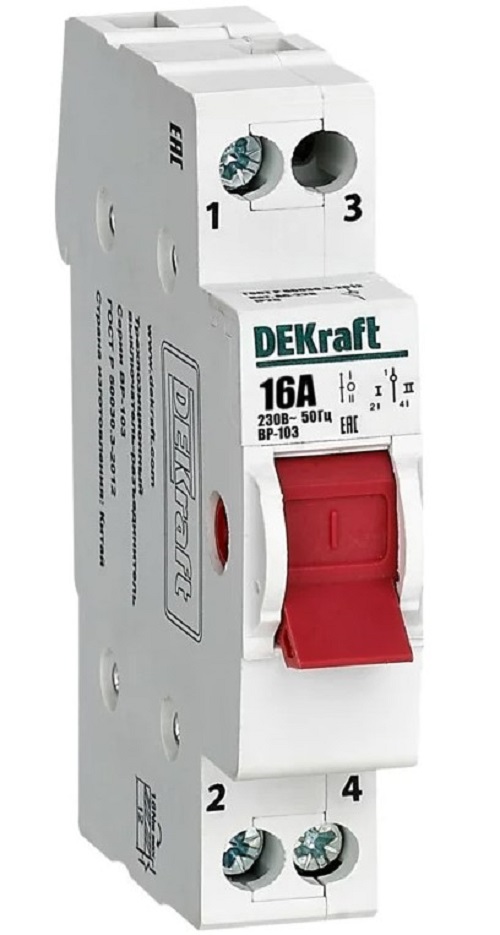 

Выключатель-разъединитель DEKraft 17200DEK трехпозиционный 1P 16A ВР-103, 17200DEK