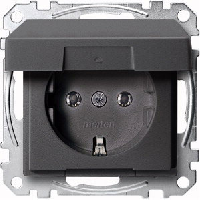 

Розетка Schneider Electric MTN2311-0414 Merten 1-ая с заземлением, с крышкой, безвинтовой зажим, 2P+3, термопласт, IP20 (антрацит), MTN2311-0414