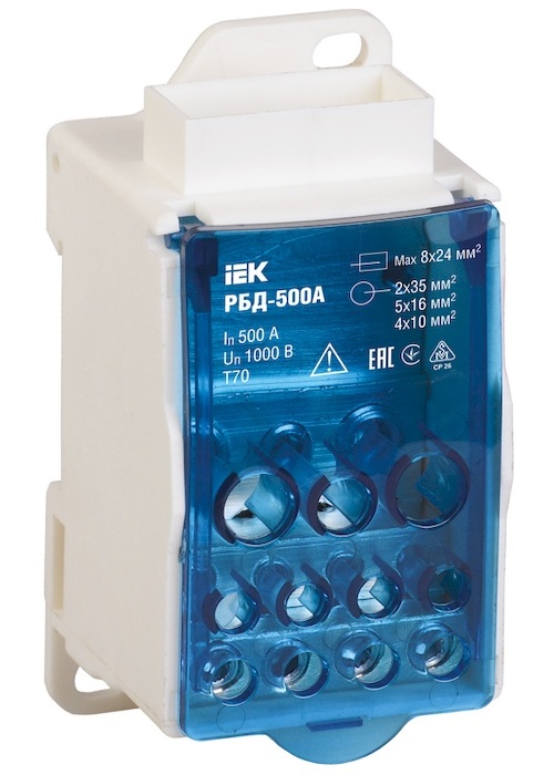 

Блок распределительный IEK RBD-500 на DIN-рейку РБД-500А, RBD-500