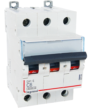 

Автоматический выключатель Legrand 407291 DX3-E трехполюсный, 3P 16А (С) 6000/6kA, 407291