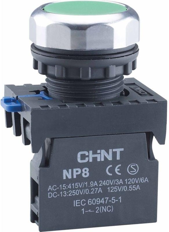 

Кнопка управления CHINT 667240 NP8-10BND 1НО зел. AC/DC 24В(LED) IP65, 667240