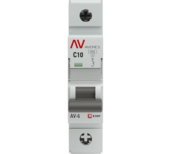 

Автоматический выключатель модульный EKF mcb6-1-10C-av Averes AV-6 (С) 1P 10А 6kA, mcb6-1-10C-av