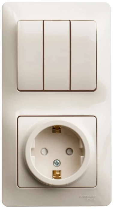 

Блок Schneider Electric GSL000278 розетка с/з со шторками и 3-кл. выключатель бежевый, GSL000278