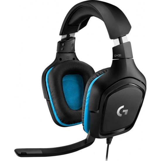 

Гарнитура Logitech G431 981-000772 черный/синий 2м мониторные оголовье, G431