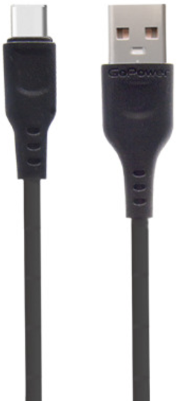 

Кабель интерфейсный GoPower 00-00018566 GP01T USB (m)-Type-C (m) 1.0м 2.4A ПВХ черный, 00-00018566