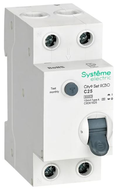 

Автомат дифференциальный Systeme Electric C9D61625 City9 Set 1P+N С 25А 6kA 10мА Тип-A 230В, C9D61625