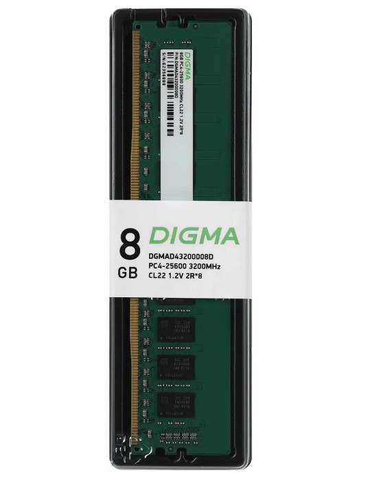 

Модуль памяти DDR4 8GB Digma DGMAD43200008D PC4-25600 3200MHz CL22 1.2В dual rank Ret RTL, DGMAD43200008D