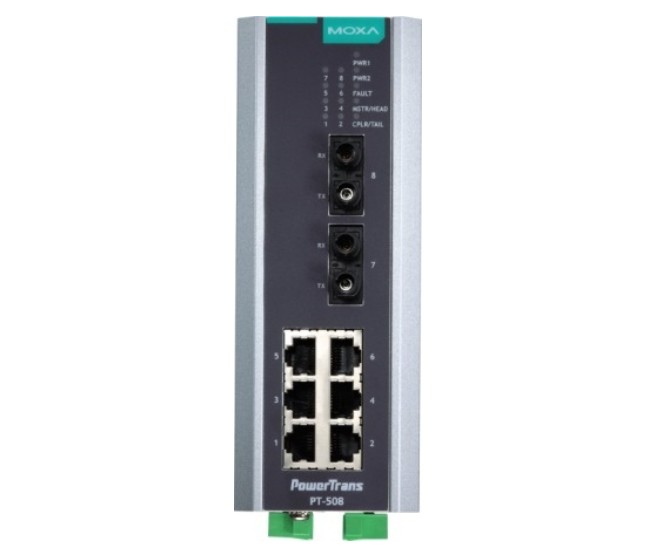 

Коммутатор управляемый MOXA PT-508-MM-ST-24 6x10/100BaseT(X), 2 x 100BaseFX MM, ST, 1 x 24 VDC, PT-508-MM-ST-24
