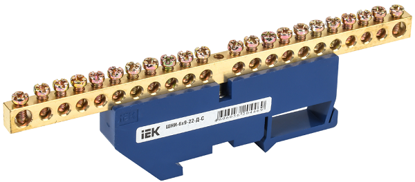 Изображение товара Электрическая шина IEK YNN10-69-22D-K07 синий латунь для электромонтажа