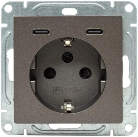 фото Розетка с заземлением с 2 USB  EKF UP1-SOM-111-2USBC в Воронеже