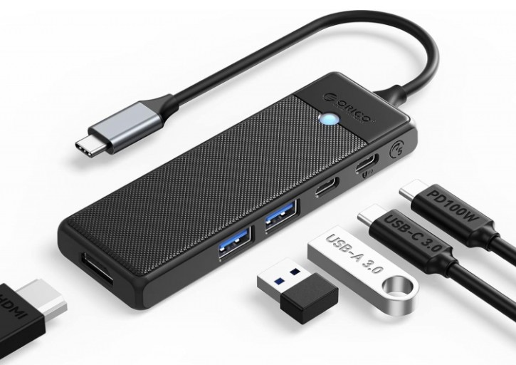 

Док-станция Orico ORICO-PWD-5P-BK-EP 5-в-1, 2*USB-A 3.0, 5 Гбит/с, 1*USB-C PD 100 Вт, 1*HDMI, 4K/30Гц, 1*USB-C 3.0, 5 Гбит/с, черная, ORICO-PWD-5P-BK-EP