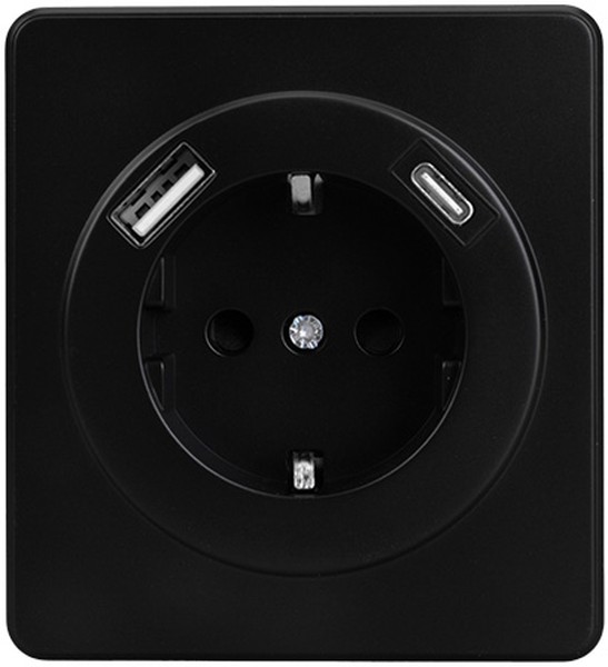 

Розетка с заземлением с 2 USB KRANZ KR-78-0704-3 MIELE ROUND с/у з/ш 16А A+C быстрой зарядки 5В/3А оникс, KR-78-0704-3
