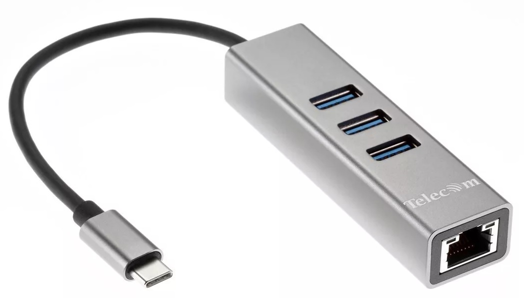 

Адаптер сетевой Telecom TA311C USB 3.1 Type-C/RJ-45 1000Mbps/3*USB3.0, Aluminum Shell, 0.2m, TA311C