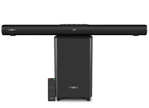 

Саундбар Sven SB-2200D SV-020811 черный (300Вт, DD, BT, HDMI, ПДУ, Optical, USB, дисплей, беспроводной сабвуфер), SB-2200D