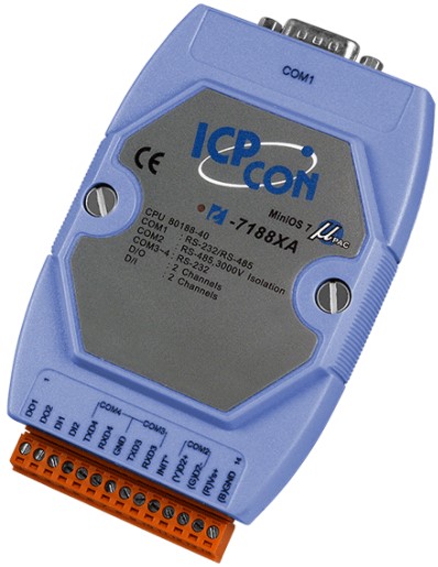 

Контроллер ICP DAS I-7188XAD CR Embedded Controller with four communication port, seven segment Display, developing tool, I-7188XAD CR