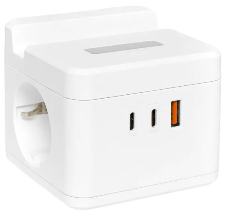 

Удлинитель EKF UBA-CUB-2-FC "Куб" 2 гнезда 1USB + 2Type C с быстрой зарядкой, подставкой под телефон и ночником 1,3 метра 1мм2, UBA-CUB-2-FC