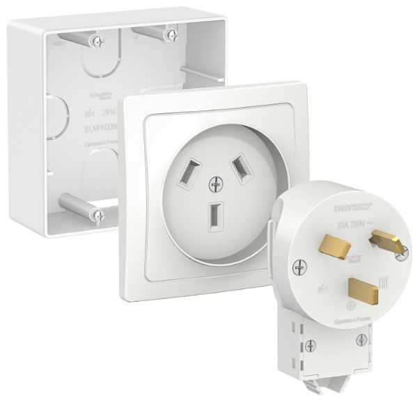 

Комплект Schneider Electric BLNSK003231 силовой 32 А, 250 В: розетка, вилка, подъемная коробка бел, BLNSK003231
