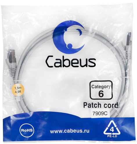 фото Кабель патч-корд F/UTP 6 кат. 1.5м Cabeus PC-FTP-RJ45-Cat.6-1.5m-LSZH в Санкт-Петербургe