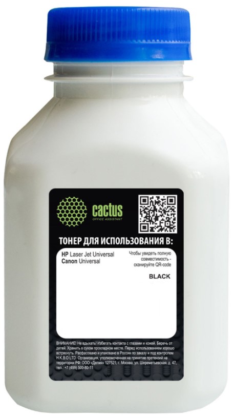 

Тонер Cactus CS-THPU-150 черный флакон 150гр. для принтера C7115A/Q2613A/Q2624A/C4092A/C3906A/Q7553A/CF280A для HP LJ 1010/1020/P2015/P3015/P4015/P203, CS-THPU-150