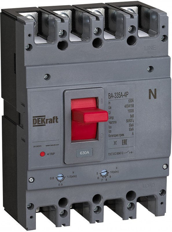 

Автоматический выключатель DEKraft 28139DEK cиловой 4P 630A 50кА ВА-335А, 28139DEK