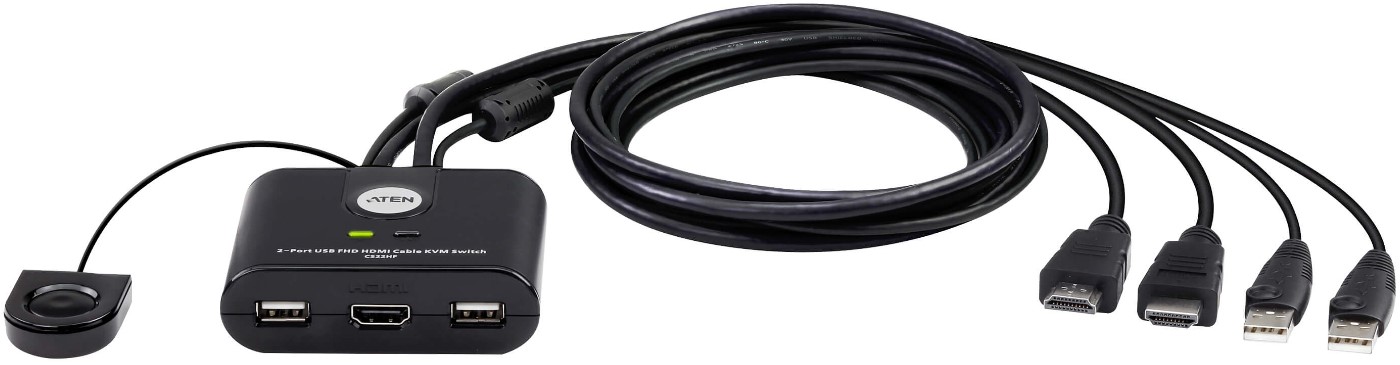 

Консоль KVM Aten CS22HF-AT 2-Port USB FHD HDMI Cable KVM Switch, CS22HF-AT
