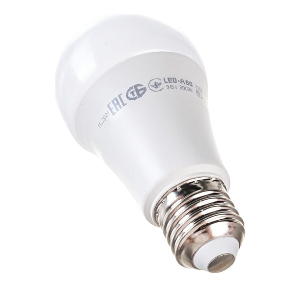 

Лампа светодиодная IEK LLE-A60-9-230-30-E27 ECO A60 9Вт грушевидная 3000К тепл. бел. E27 810лм 230-240В, LLE-A60-9-230-30-E27