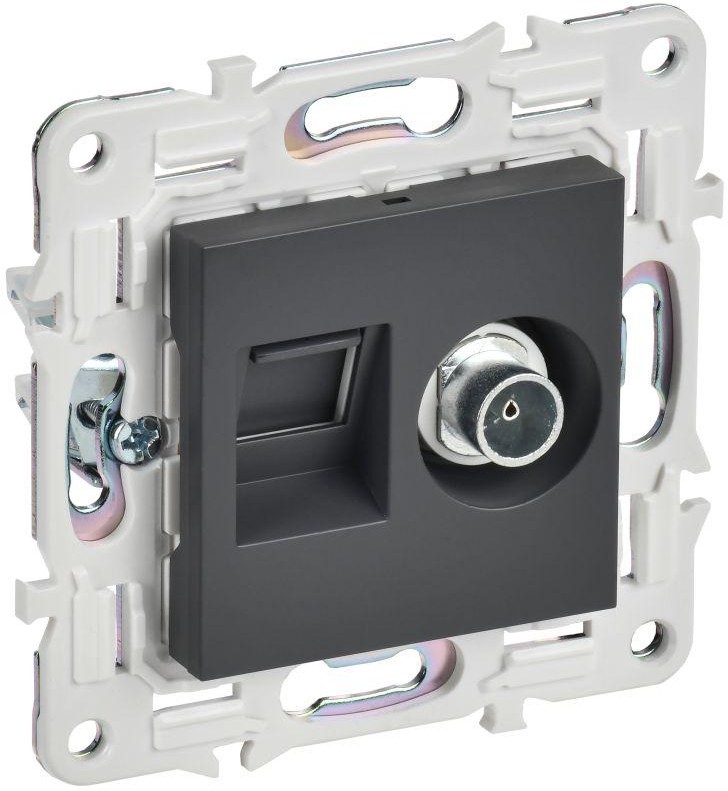 

Розетка комбинированная IEK SK-AK20-1-K48 SKANDY TV+RJ45 кат.5E SK-A14T Титан, SK-AK20-1-K48