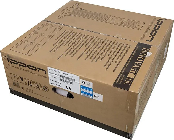 

Источник бесперебойного питания Ippon Innova RT 1000 621776 online, 1000VA/900W, 2U, USB, RS-232, Innova RT 1000